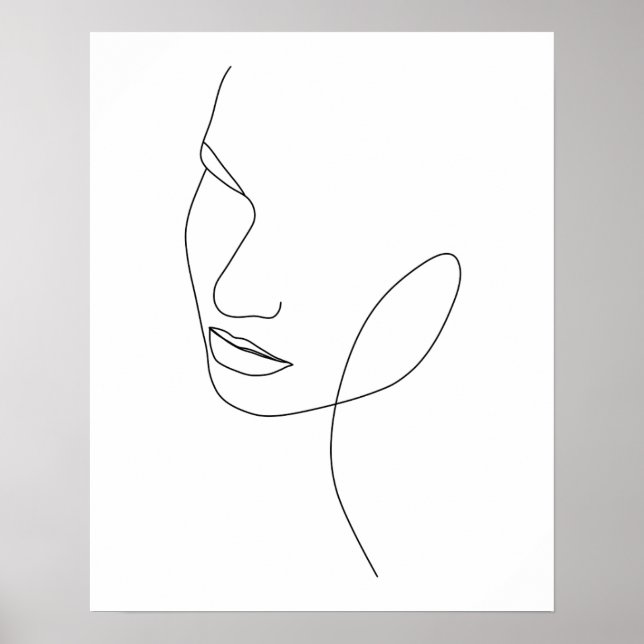 Minimalistisk Abstrakt Kvinens Ansikte Line Art Poster (Framsidan)
