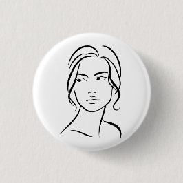 Minimalistisk abstrakt kvinna ansikte linje konst  knapp