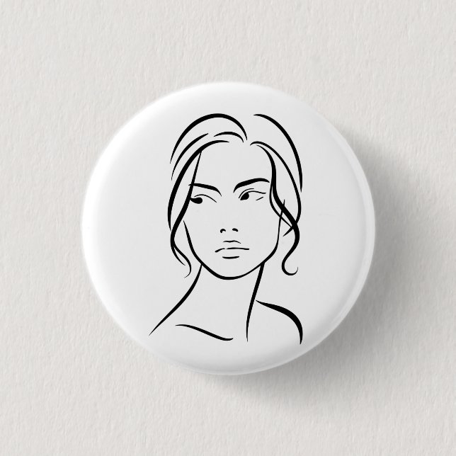 Minimalistisk abstrakt kvinna ansikte linje konst  knapp (Framsida)