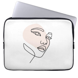 Minimalistisk Abstrakt Kvinna Ansikte Linje Konst Laptop Fodral