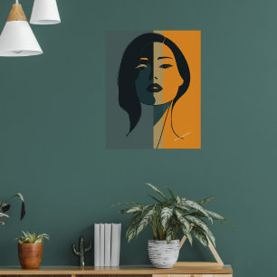 Minimalistisk abstrakt kvinna ansikte – Modern boh Poster