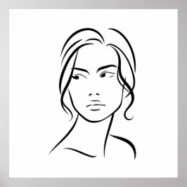 Minimalistisk abstrakt kvinnlig ansiktslinje konst poster