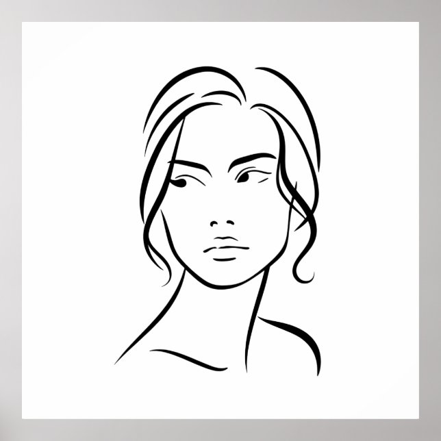 Minimalistisk abstrakt kvinnlig ansiktslinje konst poster (Framsidan)