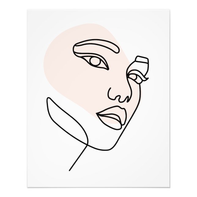 Minimalistisk abstrakt kvinnoansikte Linjekonst Ri Fototryck (Framsidan)