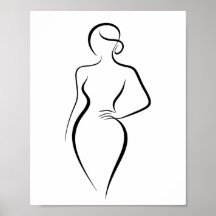 Minimalistisk abstrakt kvinnokropp linje konst sil
