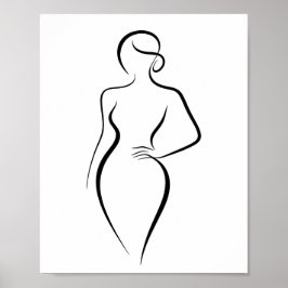 Minimalistisk abstrakt kvinnokropp linje konst sil poster