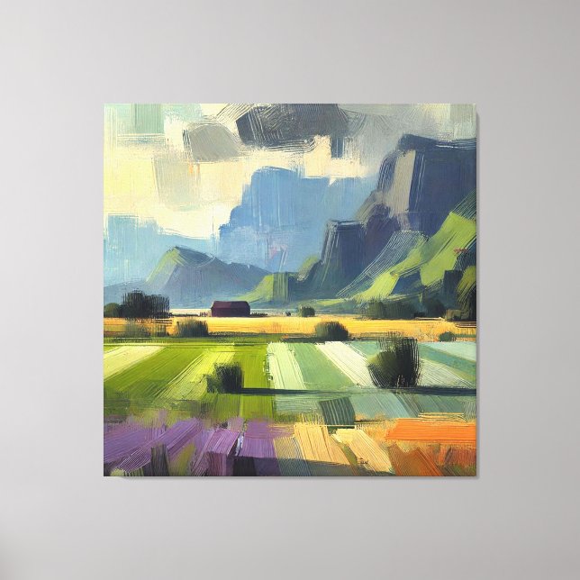 Minimalistisk Abstrakt liggande med Orange Cloud Canvastryck (Framsida)