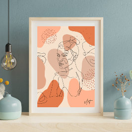 Minimalistisk Abstrakt Line Art Woman Wall Poster" Poster
