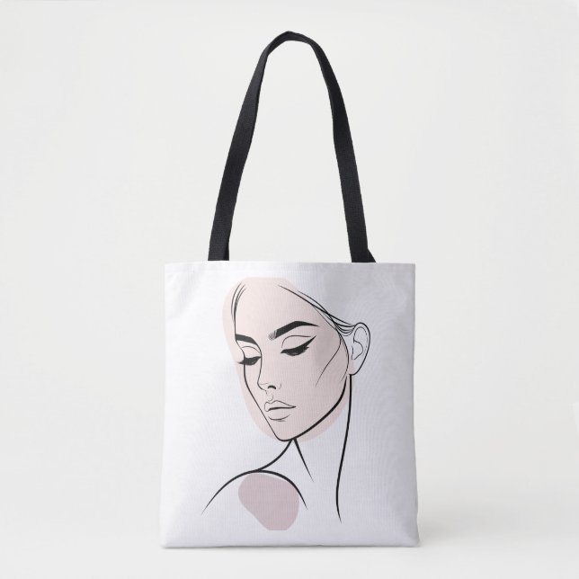 Minimalistisk Abstrakt Linje Feminint 3 (Med Färg) Tygkasse (Framsida)