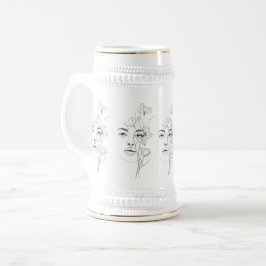 Minimalistisk Abstrakt Linje Konst Kaffe Mugg