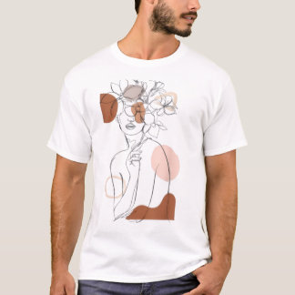 Minimalistisk Abstrakt Linje Konst T-Shirt – Moder