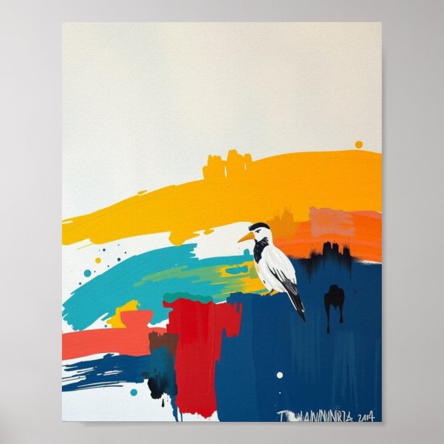 Minimalistisk Abstrakt Linje Konsttryck Poster (Framsidan)