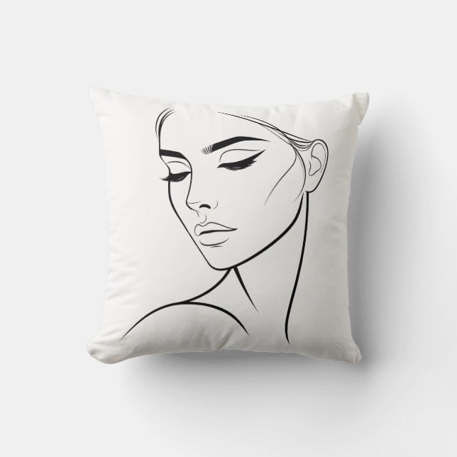 Minimalistisk Abstrakt Linje Kvinnlig Estetisk Ans Kudde (Framsida)