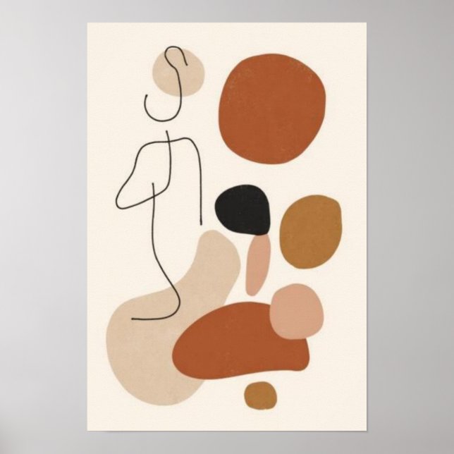 Minimalistisk Abstrakt Linjekonst Väggutskrift | O Poster (Framsidan)