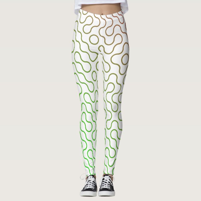 Minimalistisk abstrakt linjemönsterleggings   Mode Leggings (Framsida)