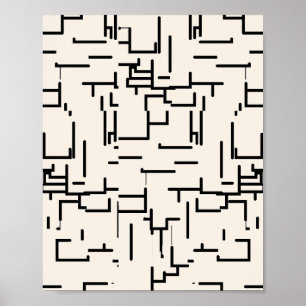 Minimalistisk Abstrakt Linjer Cream White Poster