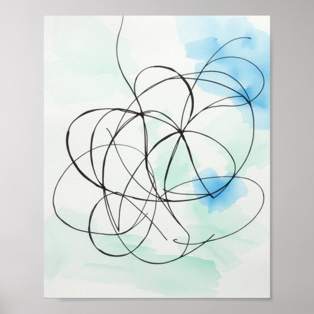 Minimalistisk abstrakt linjeteckningstryck set poster (Framsidan)