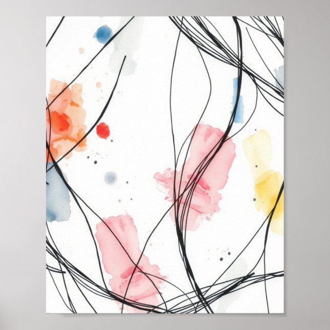 Minimalistisk abstrakt linjeteckningstryck set poster (Framsidan)