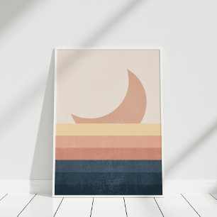 Minimalistisk Abstrakt Måne och hav Poster