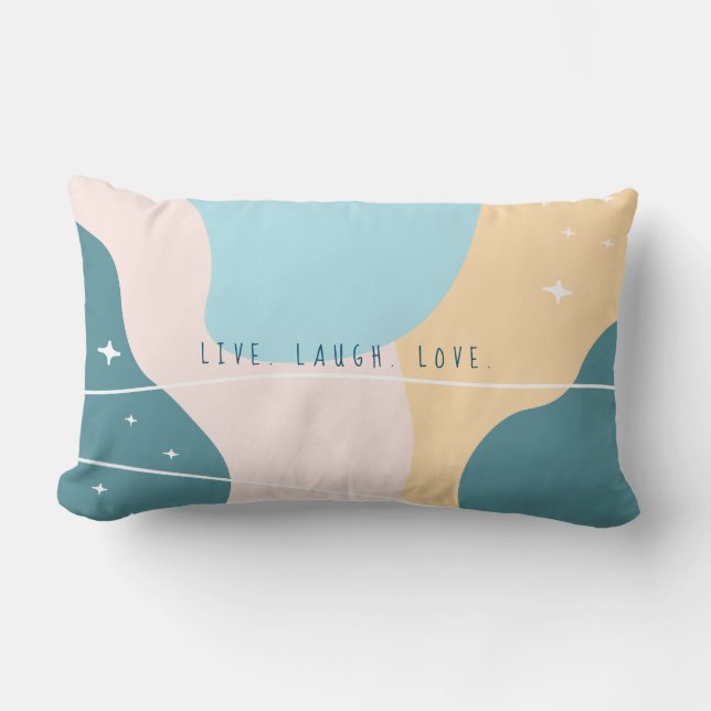 Minimalistisk Abstrakt Pastel Blue och Gult Lumbarkudde (Framsida)