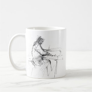 Minimalistisk abstrakt pianist som spelar piano – kaffemugg