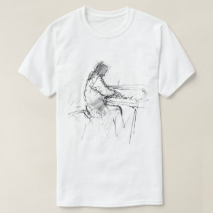 Minimalistisk abstrakt pianist som spelar piano – t shirt