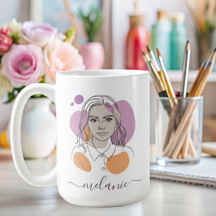 minimalistisk abstrakt porträtt anpassningsbar kaffemugg
