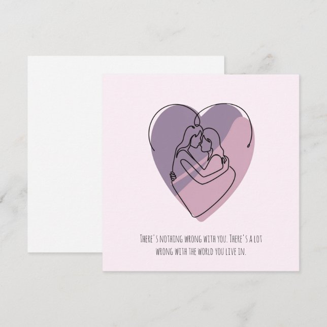 Minimalistisk Abstrakt Silhouette med Lesbisk par Julkort (Fram/baksida)