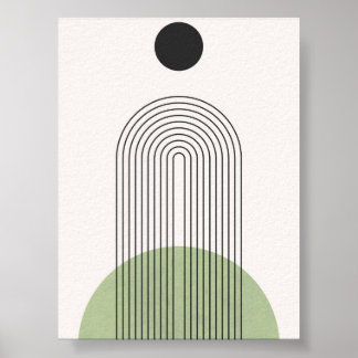 Minimalistisk Abstrakt Skriv ut med Arch och Sol Poster