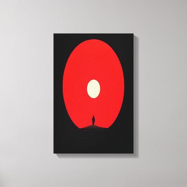 Minimalistisk Abstrakt Solset Silhouette Art Canvastryck (Framsida)