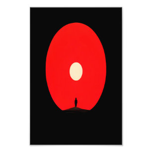 Minimalistisk Abstrakt Solset Silhouette Art Fototryck