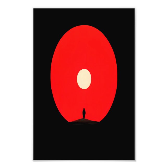 Minimalistisk Abstrakt Solset Silhouette Art Fototryck (Framsidan)