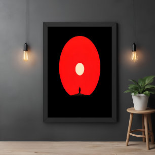 Minimalistisk Abstrakt Solset Silhouette Art Poster