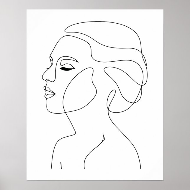 Minimalistisk Abstrakt Vackra Woman Line Art Poster (Framsidan)