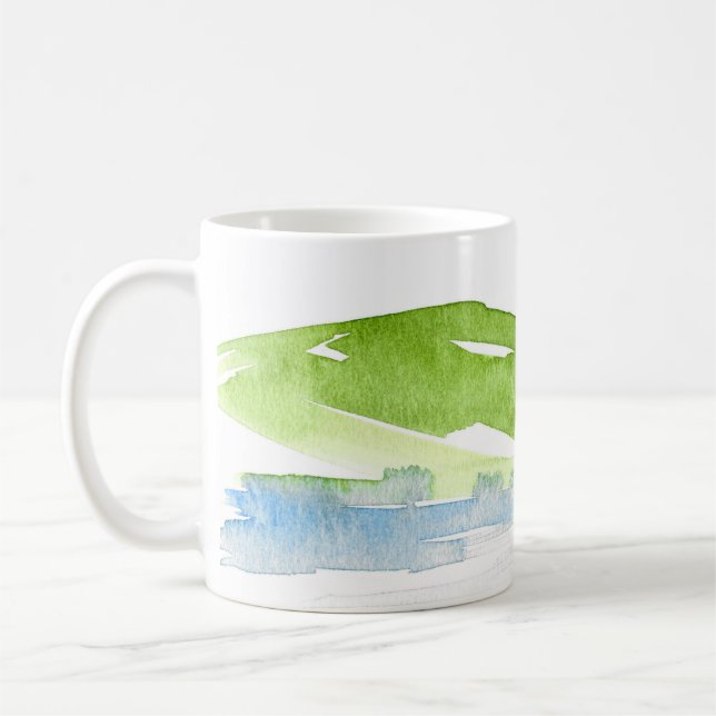 Minimalistisk Abstrakt Vattenfärg Backe 3 Kaffemugg (Vänster)
