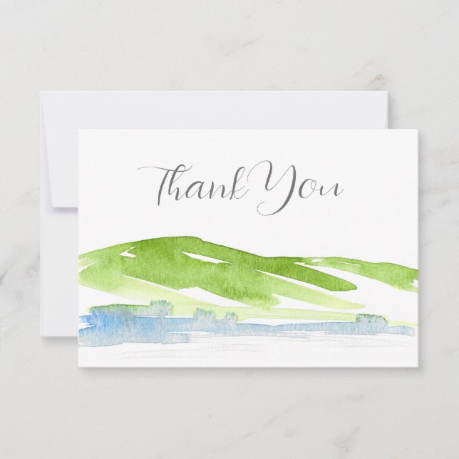 Minimalistisk Abstrakt Vattenfärg Backe 3 Tack Kort (Framsida)