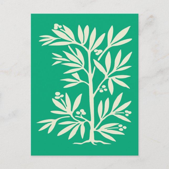 Minimalistisk abstrakt växtsilhuett vykort (Framsida)