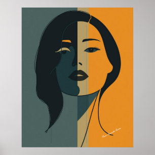 Minimalistisk Abstrakt Woman Ansikte - Modern Boho Poster