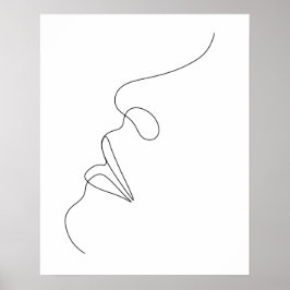 Minimalistisk Abstrakt Womans Ansikte Line Art Poster