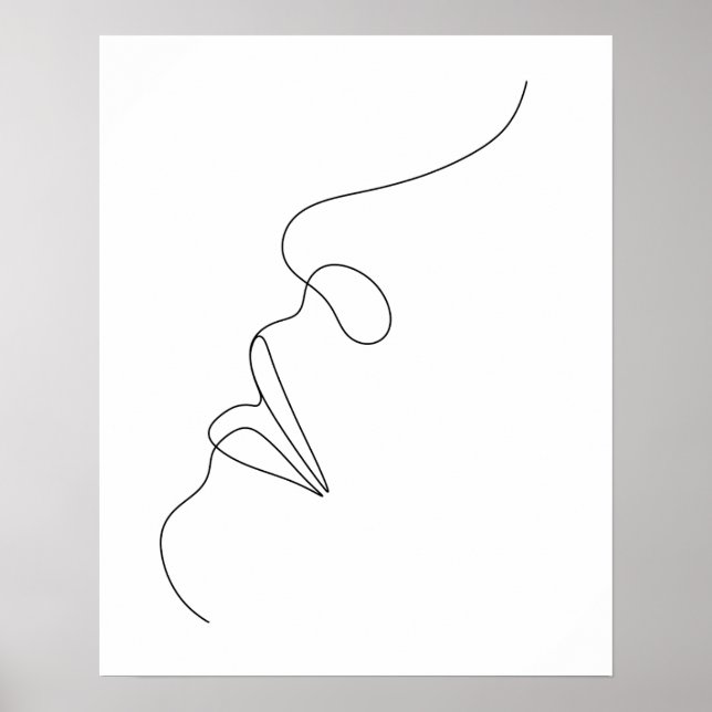Minimalistisk Abstrakt Womans Ansikte Line Art Poster (Framsidan)