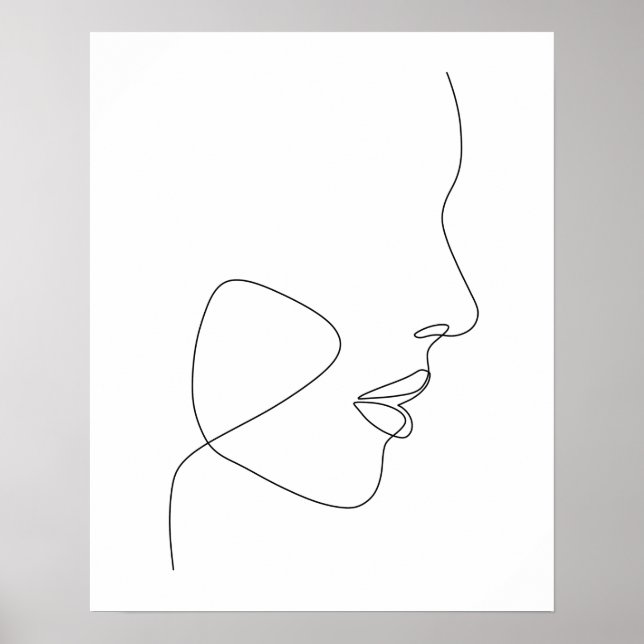Minimalistisk Abstrakt Womans Ansikte Line Art Poster (Framsidan)