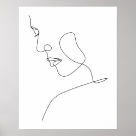 Minimalistisk Abstrakt Womans Ansikte Line Art Poster