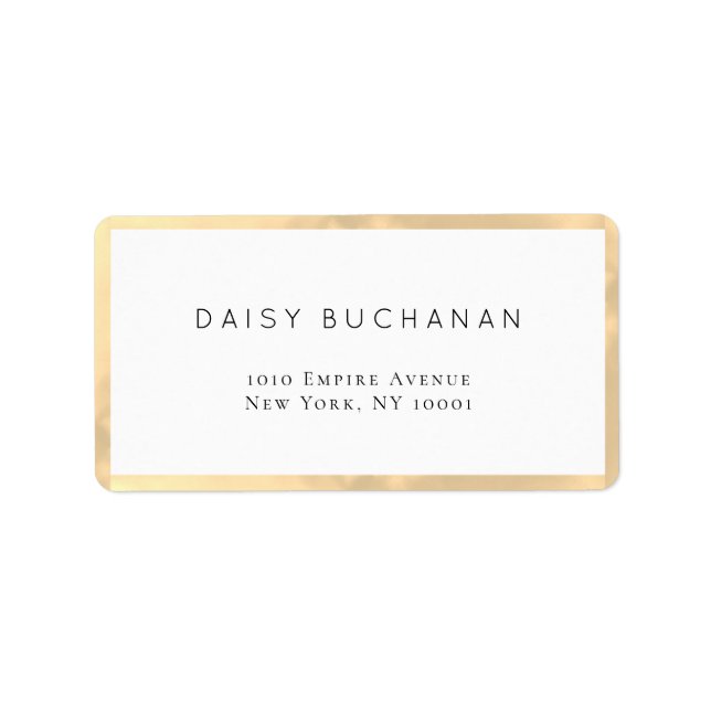 Minimalistisk adressetikett för Shiny Guld Ram Ret (Framsidan)