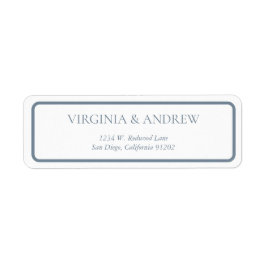 Minimalistisk adressetikett med blå kontur returadress etikett