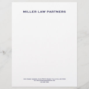 Minimalistisk advokatfirma Letterhead Navy Typogra Brevhuvud