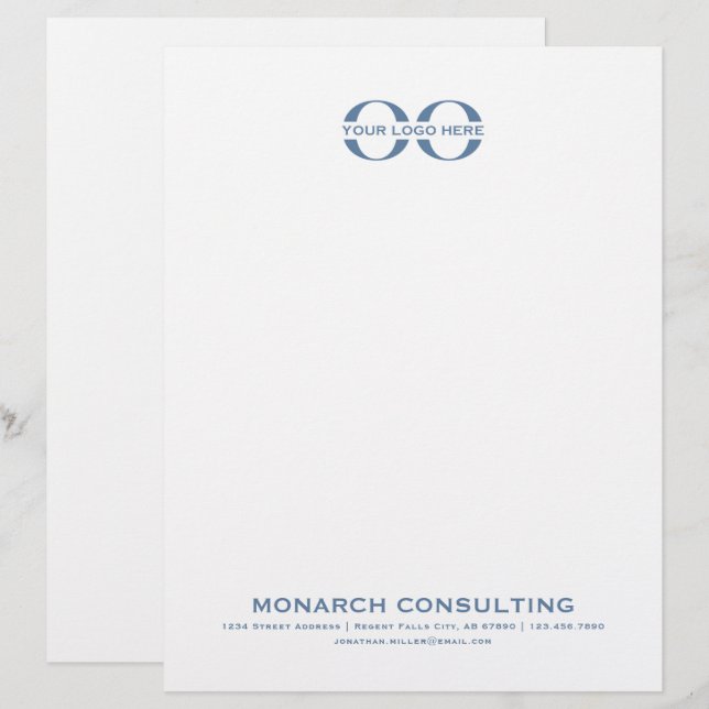 Minimalistisk affärsmässig Logotyp med kontaktinfo Brevhuvud (Fram/baksida)