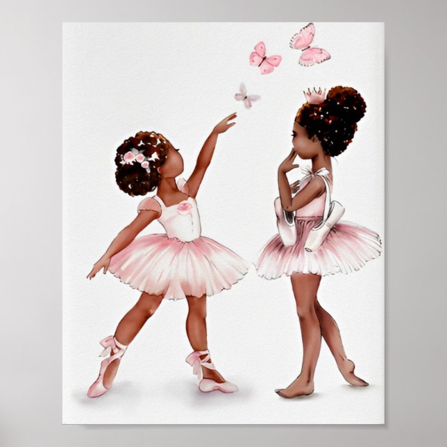 Minimalistisk afro-svart ballerina modern illustre poster (Framsidan)