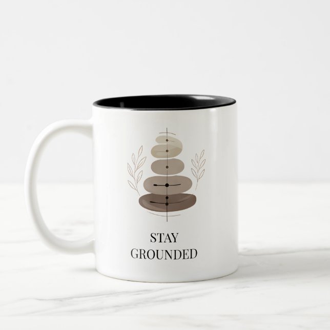 Minimalistisk akupunktur mugg Håll dig jordad kaff (Vänster)