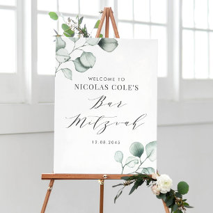 Minimalistisk akvarell Eukalyptus Bar Mitzvah Poster
