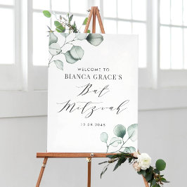 Minimalistisk akvarell Eukalyptus Bat Mitzvah Poster